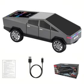 WS-580 Bluetooth Pickup Truck Portable Speaker With Display, High-definition Sound, TWS Pairing, FM Radio, Built-in Microphone For Hands-free Cal (Option: Gray)